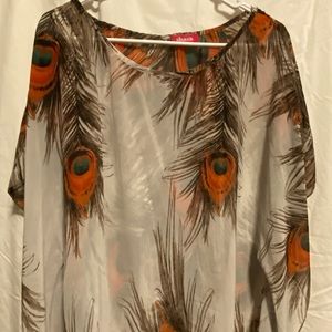 Festive Feathers Sheer Shirt By Shasta